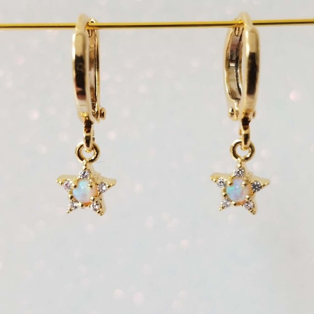 COPY - Danity opal charm huggie hoop earrings